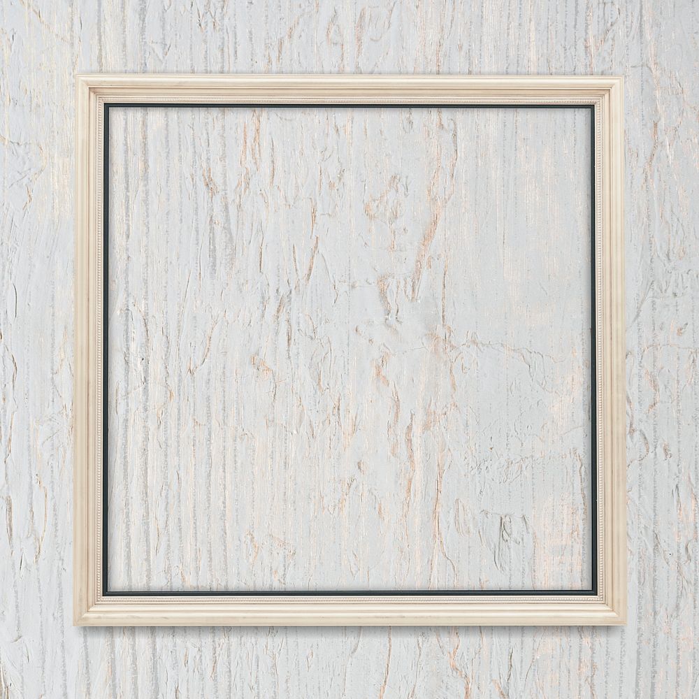 Square frame on bleached wood textured background
