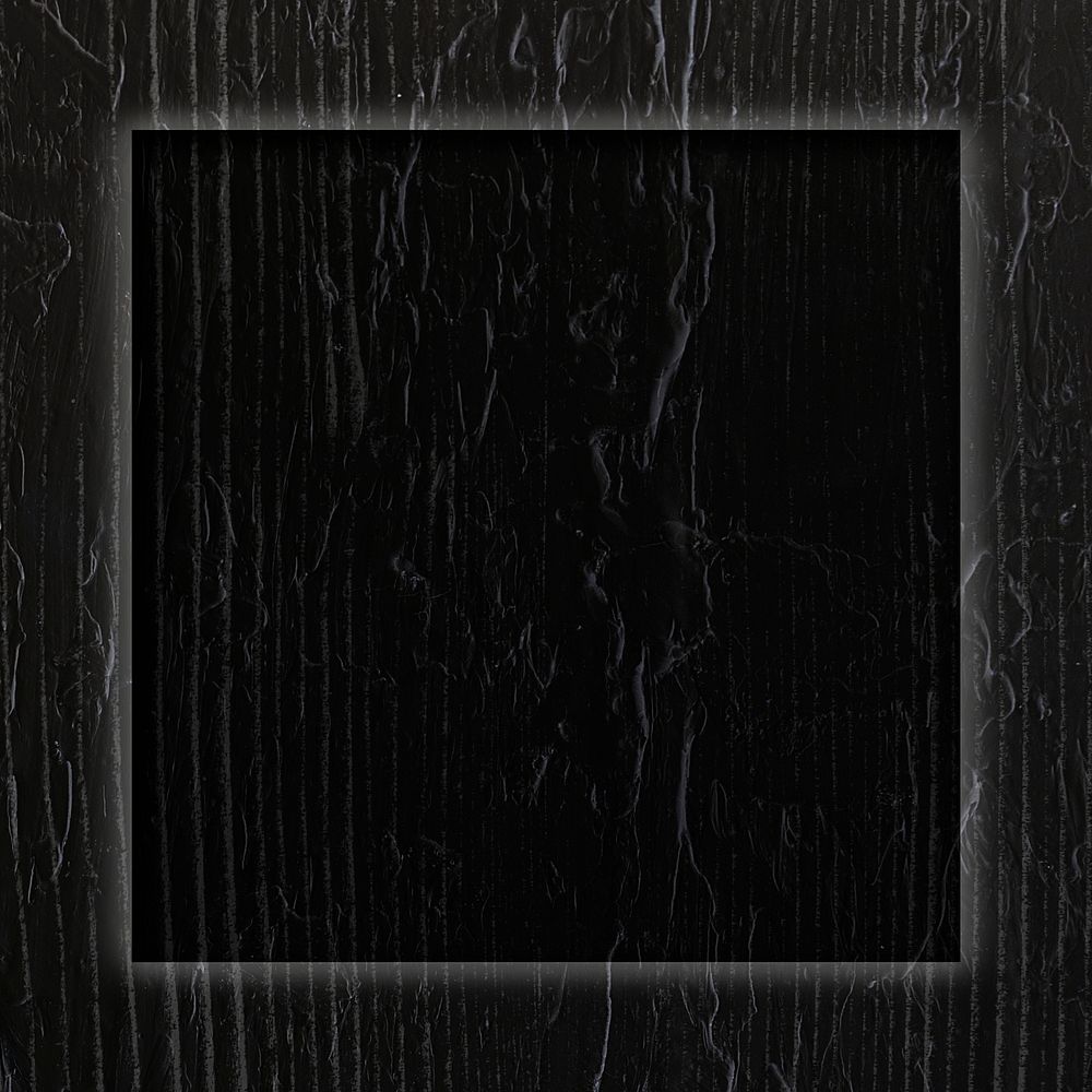 Square frame on black wood textured background