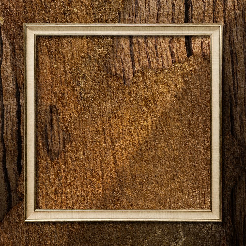 Square frame on plain wood texture background