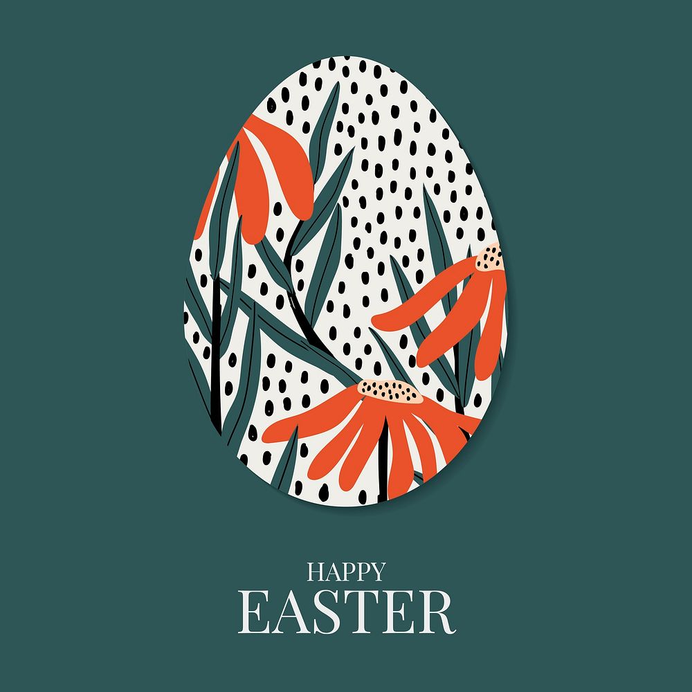 Floral happy Easter day template design vector