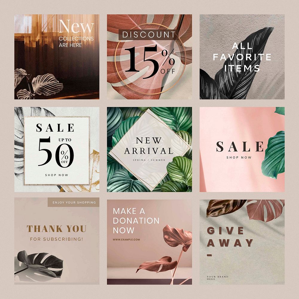 Set of square sale discount template vector