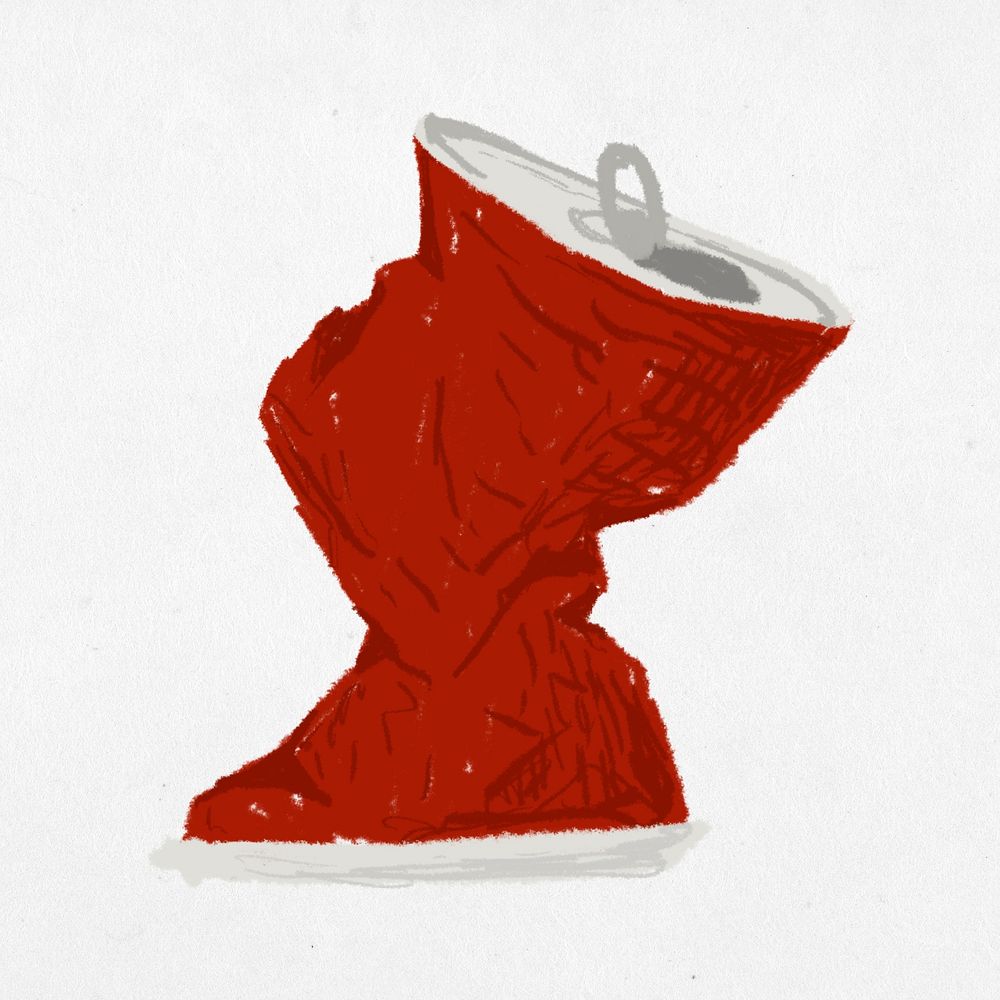 Crushed red aluminum can element illustration