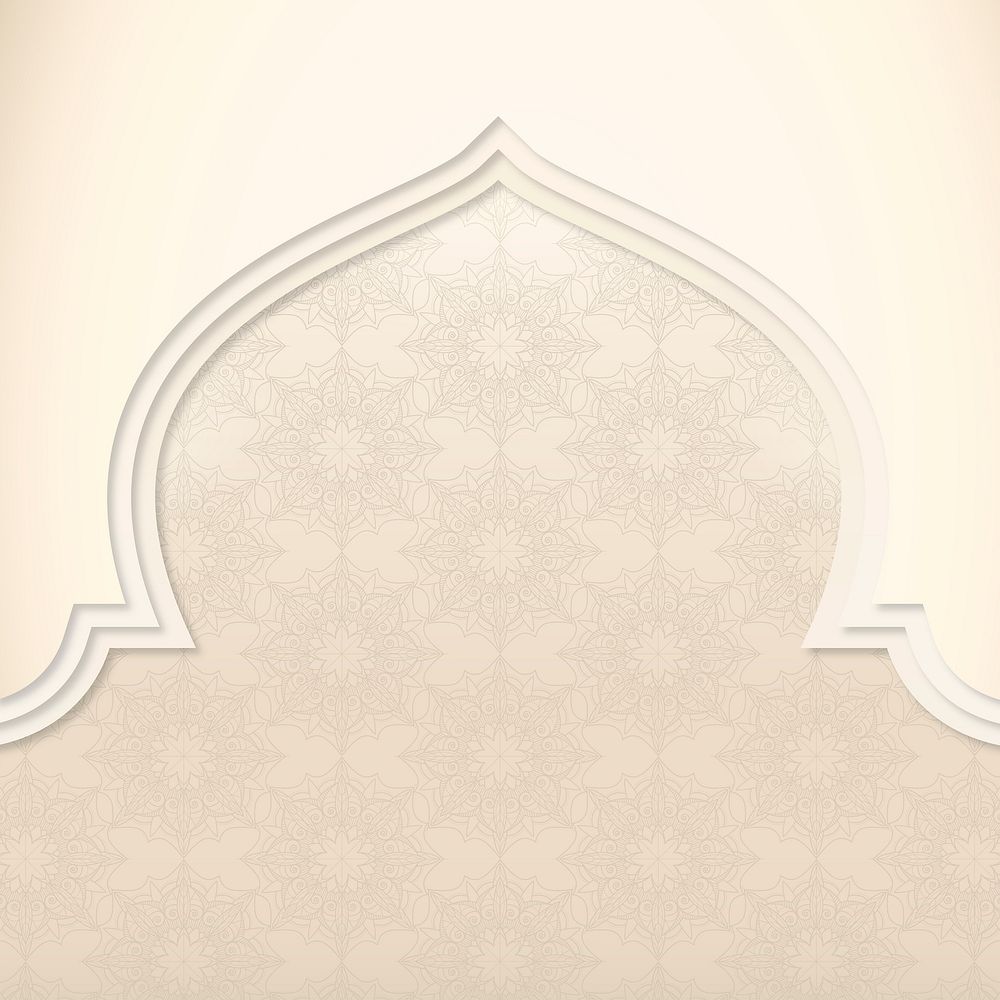 Beige patterned Mosque frame vector