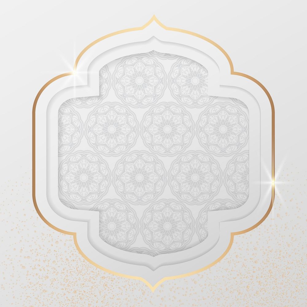 Arabic pattern in a shiny gold frame vector