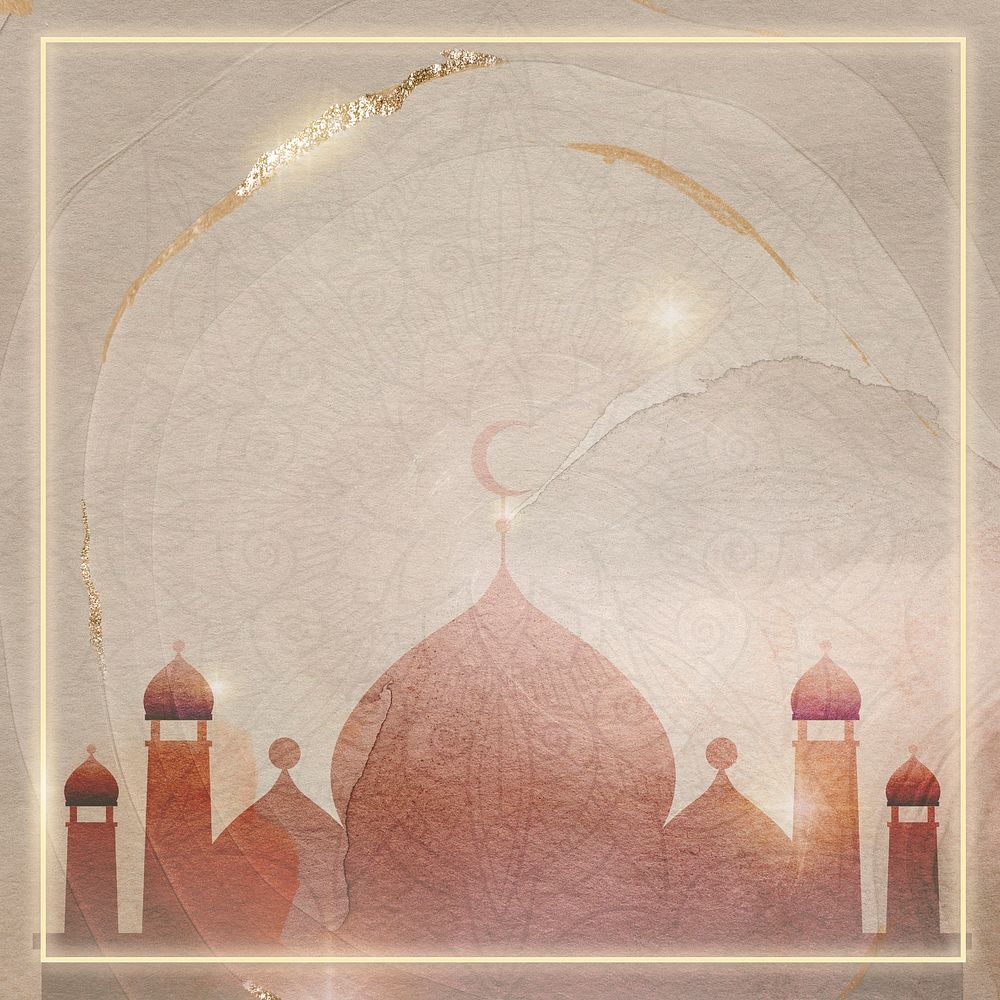 Golden square Eid Mubarak frame