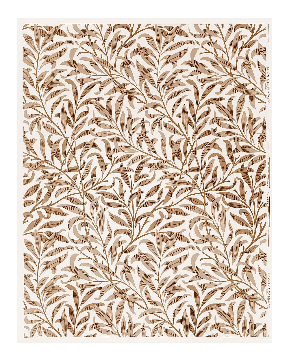 Willow wallpaper pattern wall art print and poster. Remix from original illustration by William Morris.