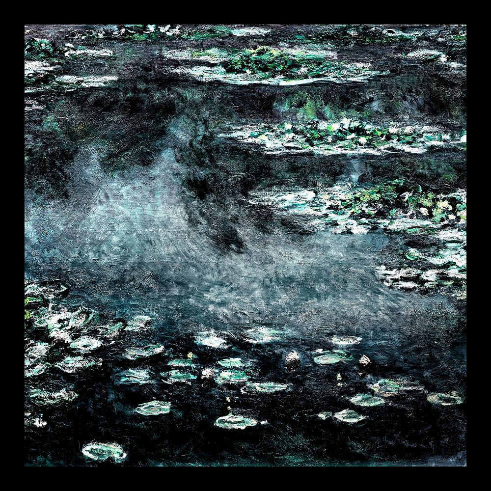Water Lilies (1914) vintage illustration, remix from original painting by Claude Monet.