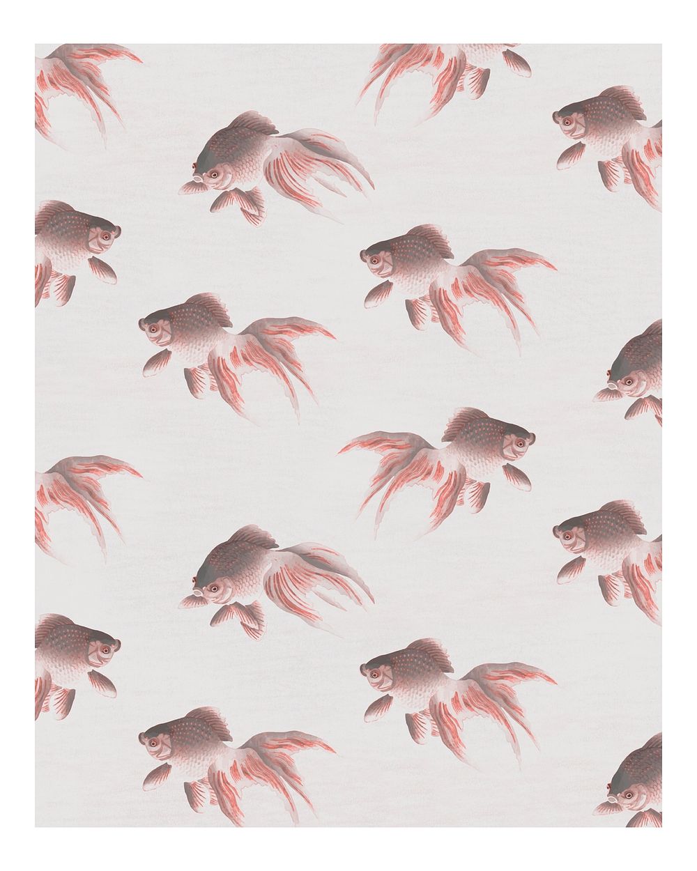 Veiltail goldfish pattern vintage illustration wall art print and poster design remix from original artwork. Digitally…