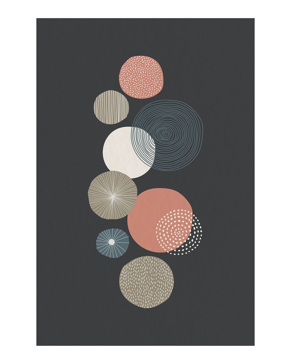 Round patterned wall art print illustration