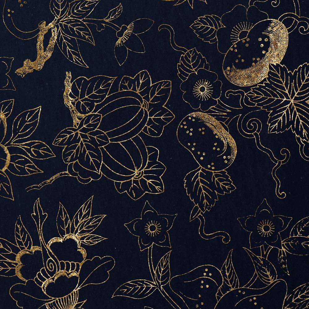 Glittery golden floral patterned background design