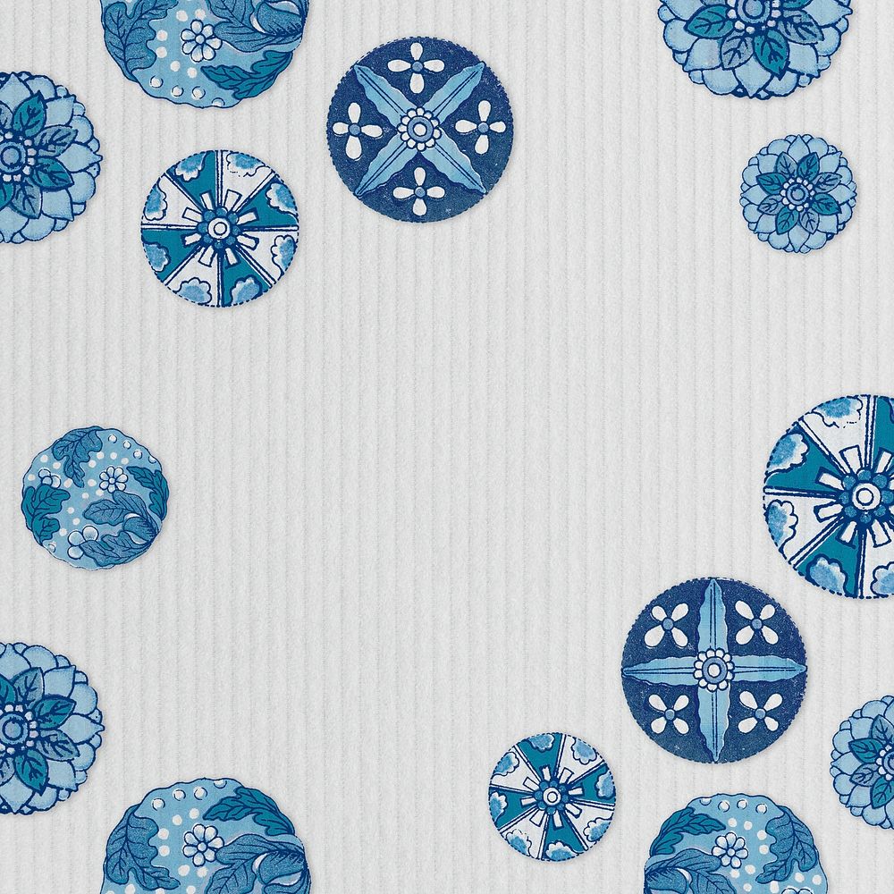 Navy blue floral patterned frame design 
