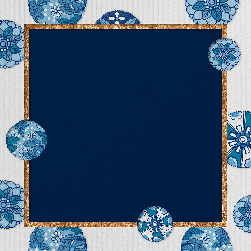 Golden square frame in navy blue