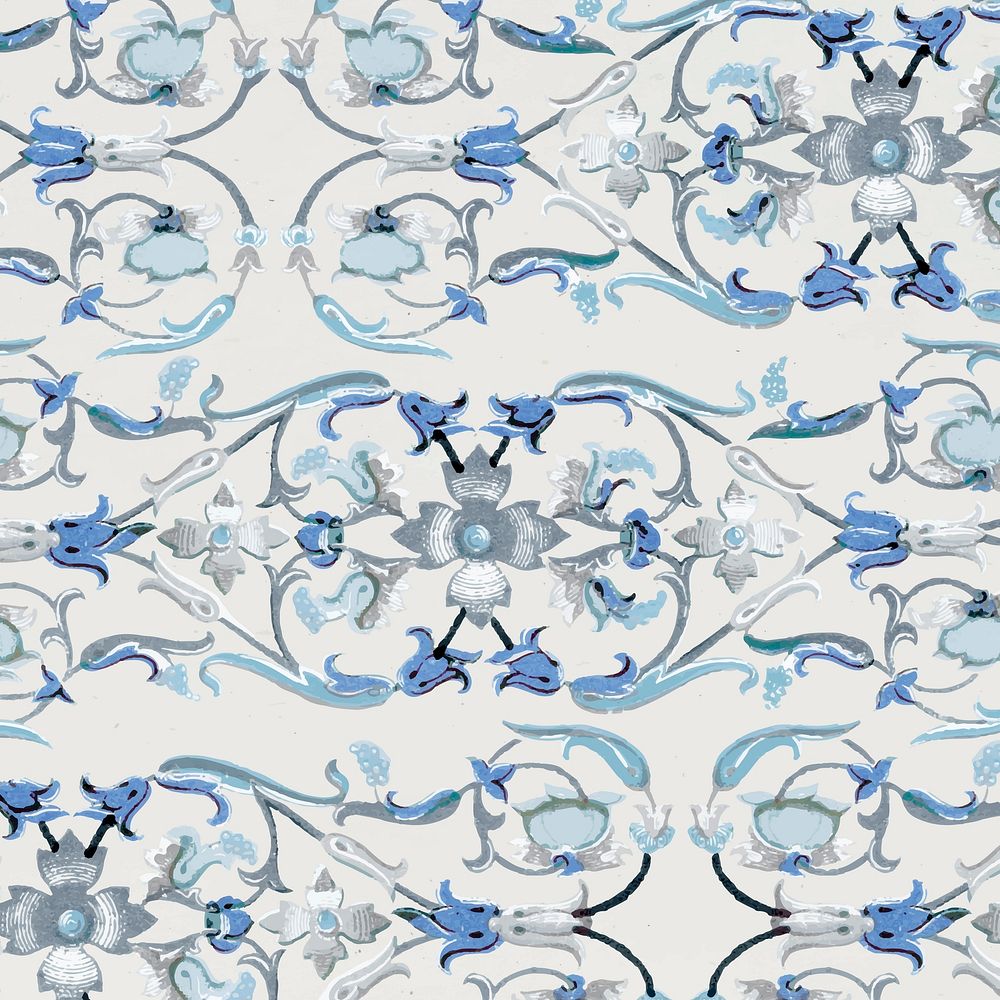 Navy blue floral patterned background design vector