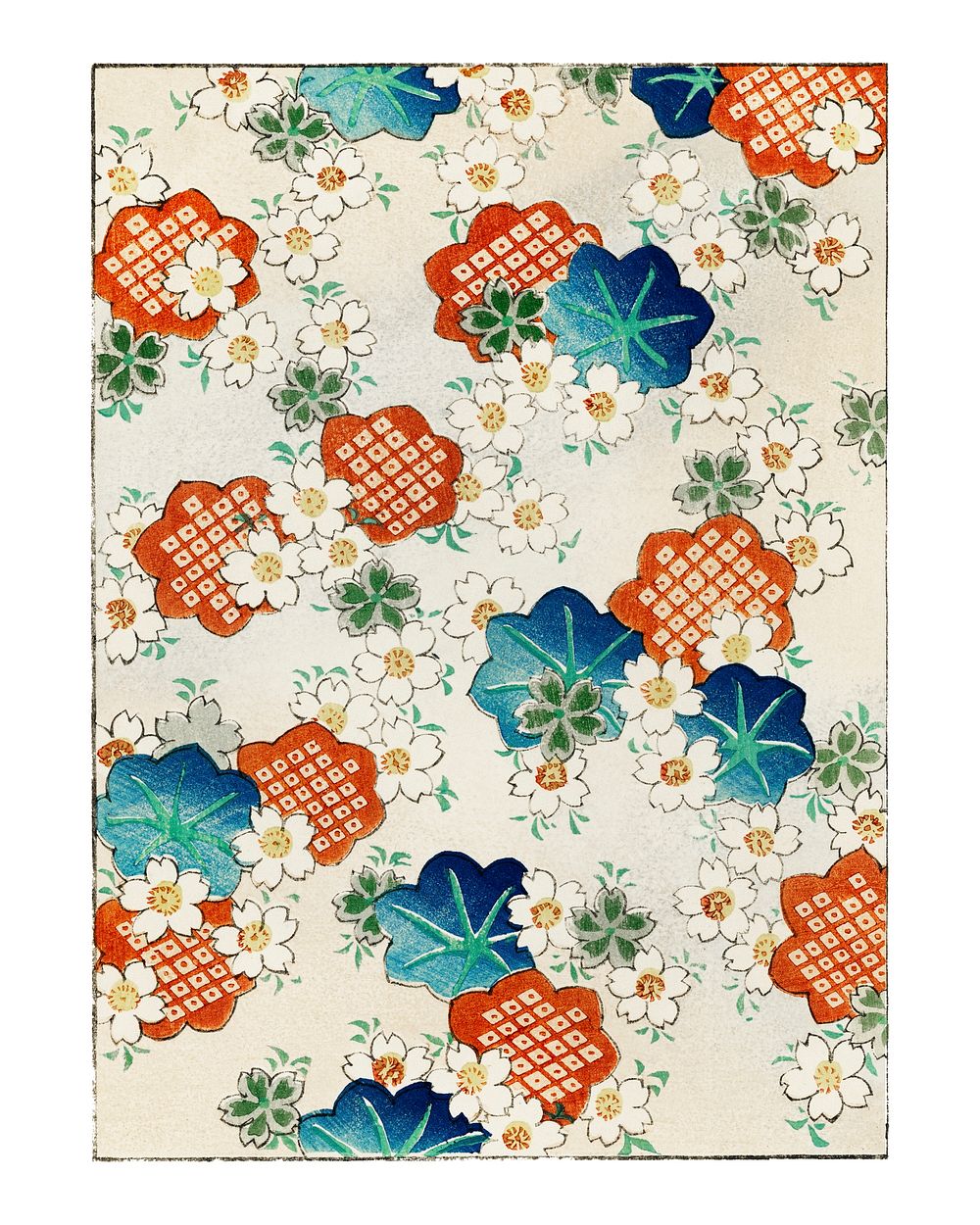 Floral pattern vintage illustration by Watanabe Seitei. Digitally enhanced by rawpixel.