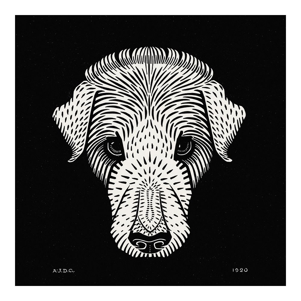 Dog's head illustration wall art print and poster design remix from original artwork.