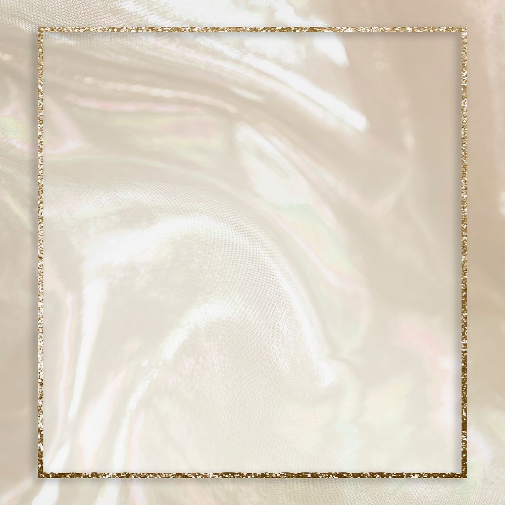 Beige and gold glitter frame psd