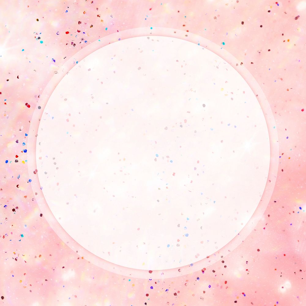 Round frame on pink glittery background vector