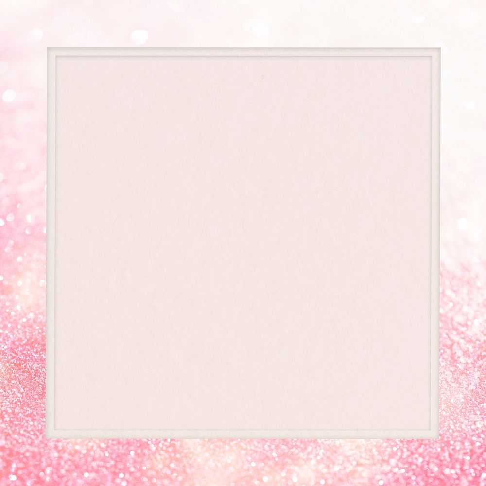Square frame on glittery pink  background mockup