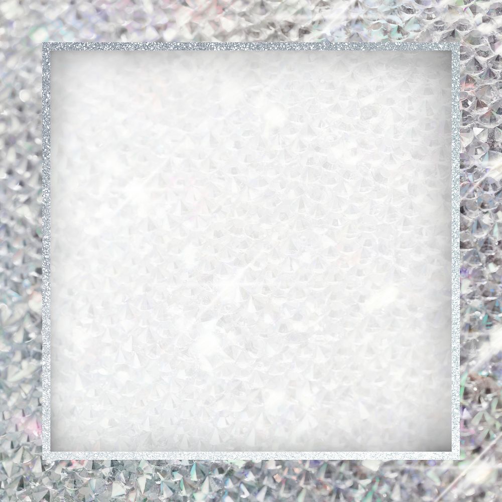 Glittery silver square frame mockup