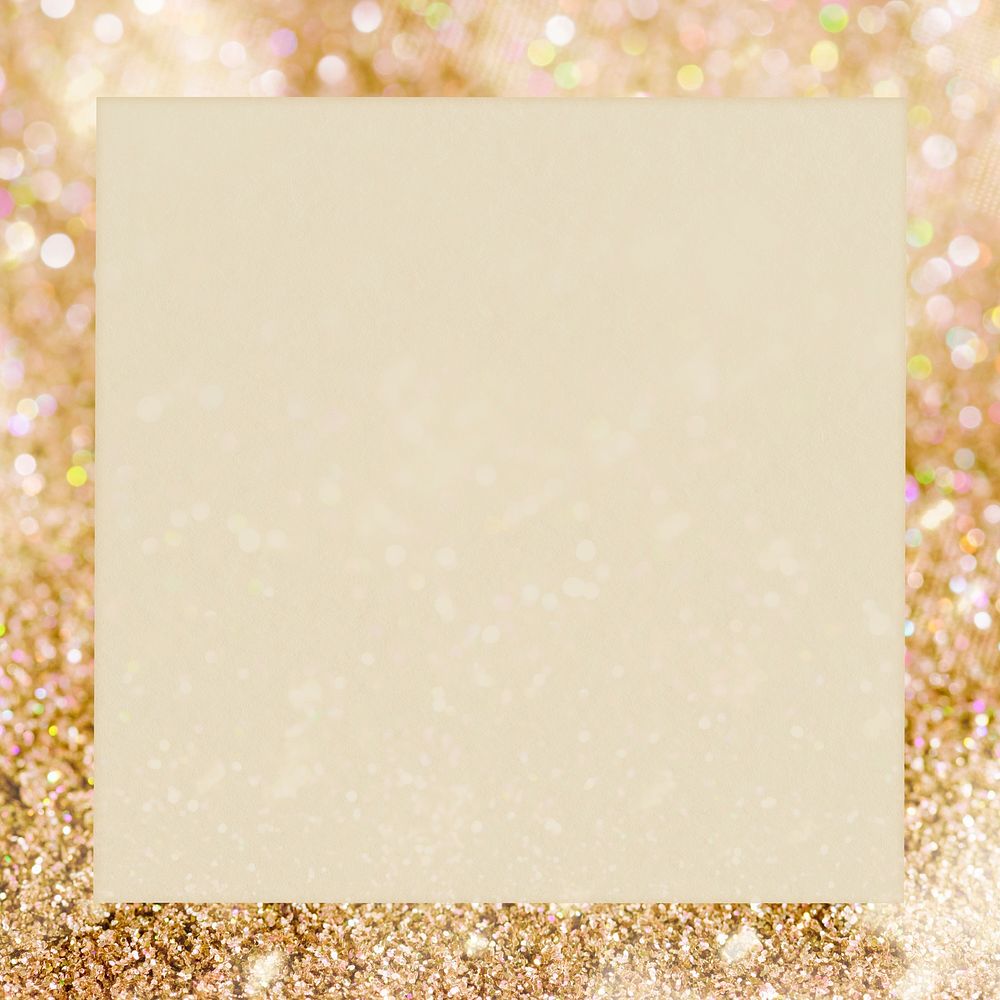 Glittery gold square frame mockup