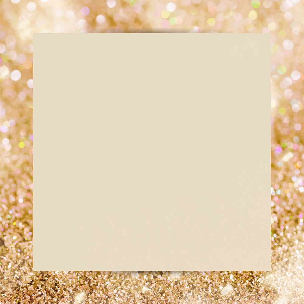 Gold glittery square frame vector