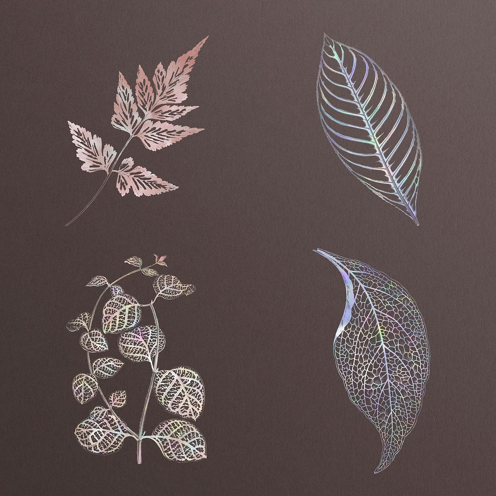 Holographic leaves set design resources
