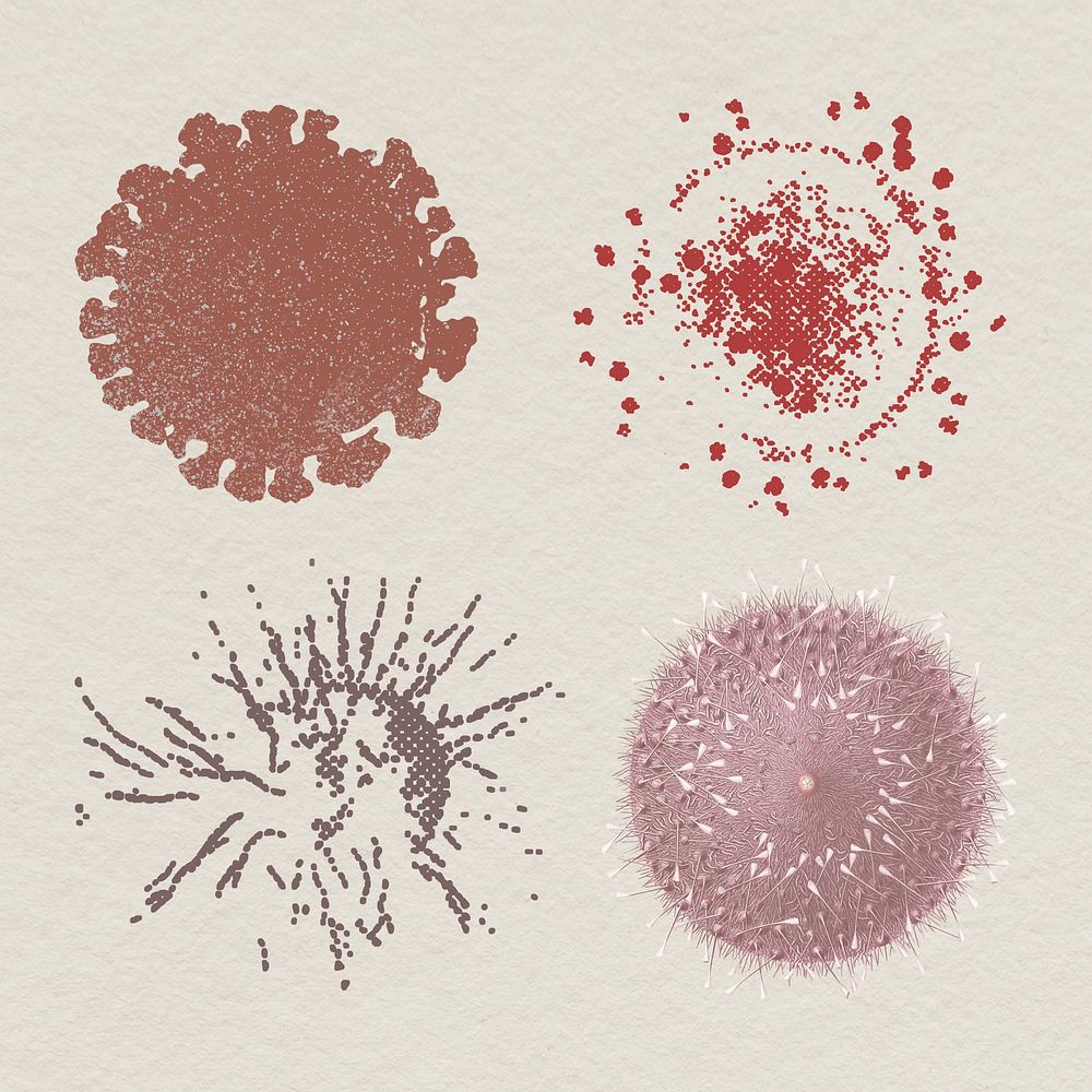 Coronavirus cells under the microscope illustration