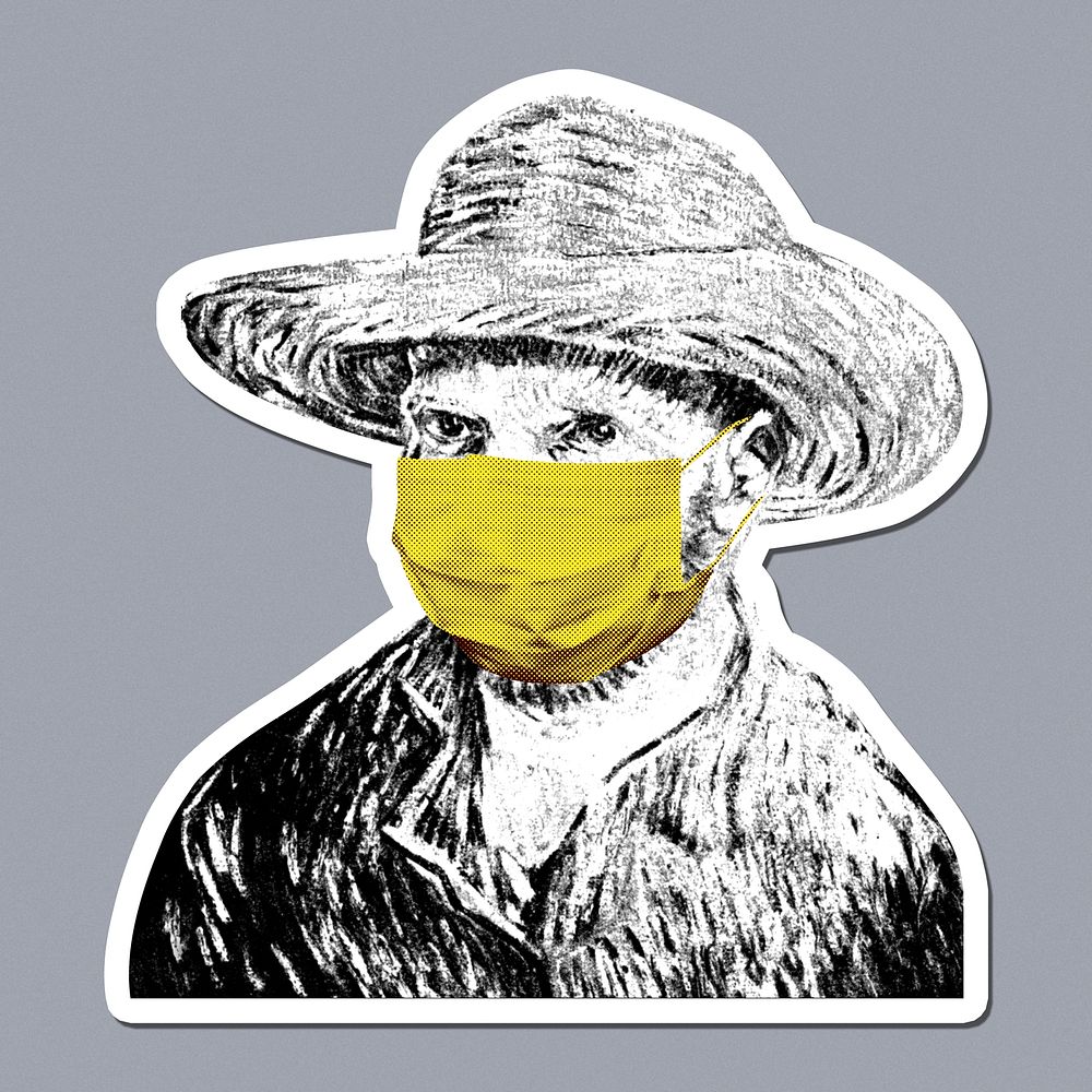 Vincent Van Gogh wearing a face mask during the coronavirus pandemic public domain remix 