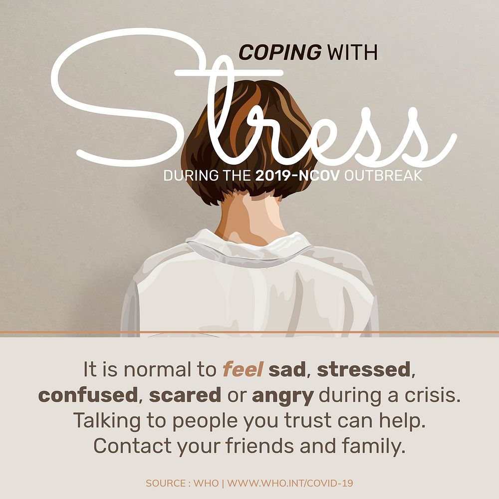 Coping with stress during the COVID-19 pandemic for mental health wellbeing illustration vector