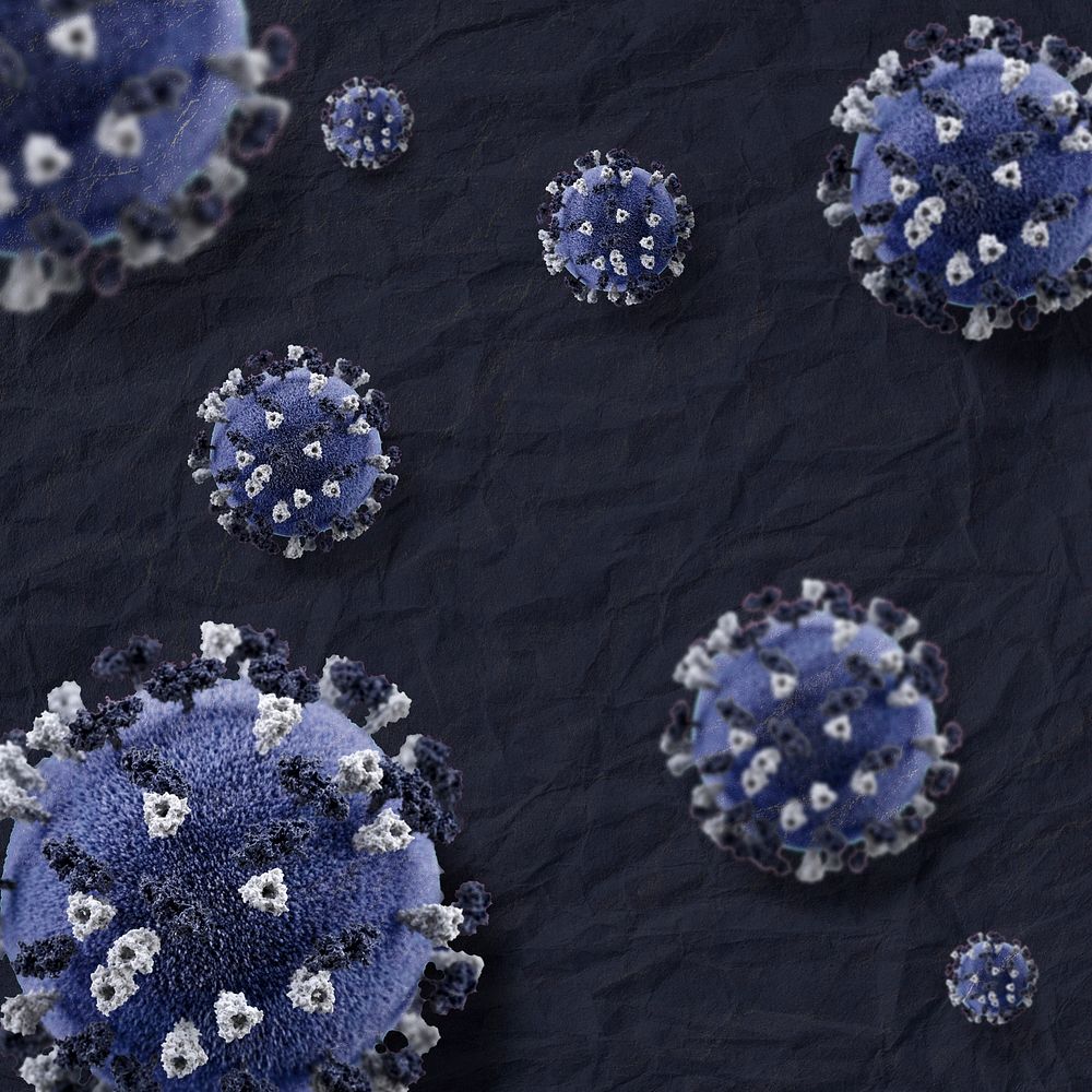 Novel coronavirus under the microscope on a blue background psd mockup