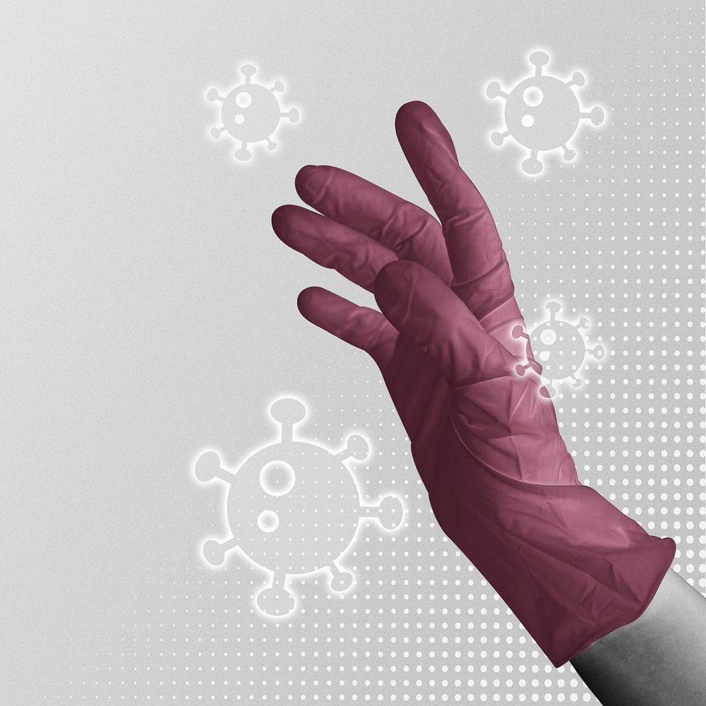 Latex glove to prevent coronavirus contamination mockup