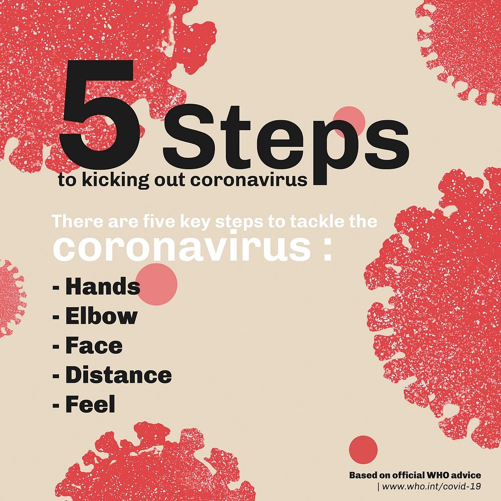 5 steps Coronavirus prevention banner vector
