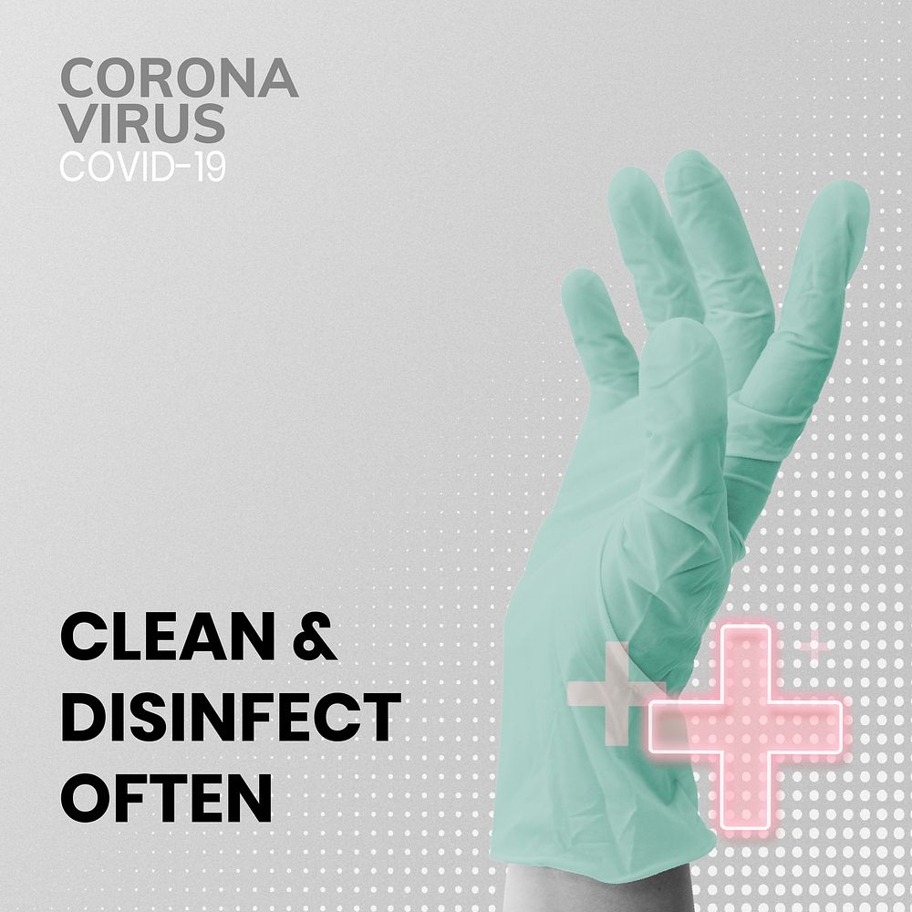 Clean and disinfect often during coronavirus pandemic template source WHO vector