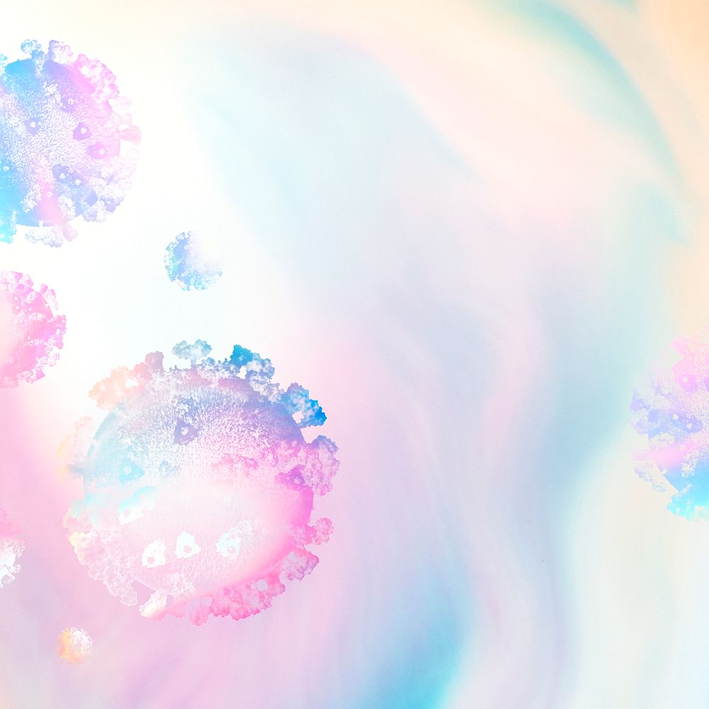 Coronavirus under a microscope on a pastel background illustration