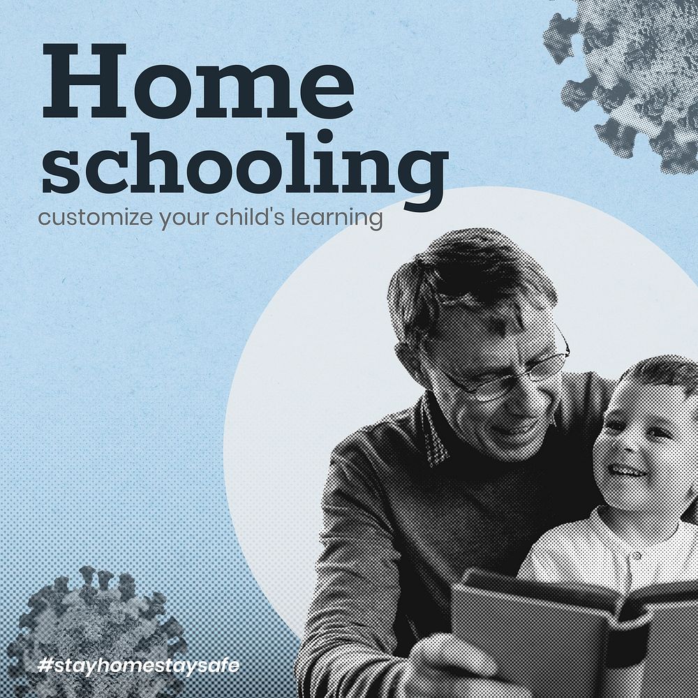 Homeschooling during coronavirus pandemic social banner template vector