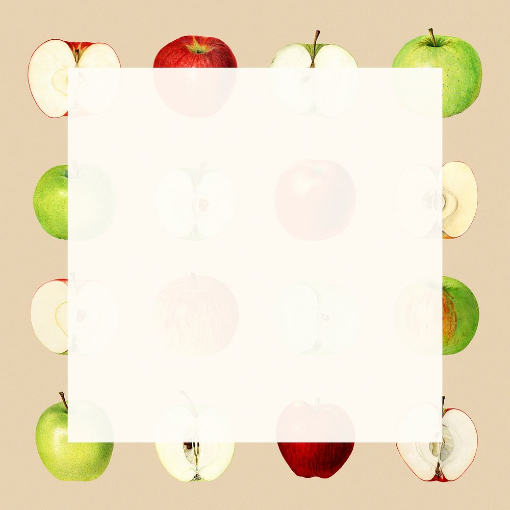 Hand drawn fresh apple frame with copy space