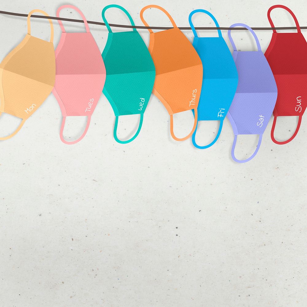 Weekly masks hanging to dry after washing during the coronavirus outbreak