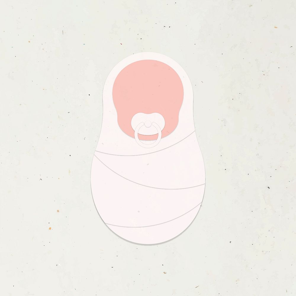 Paper craft newborn with a pacifier character