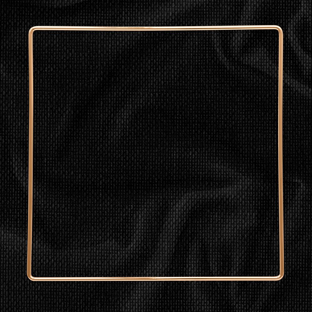 Square gold frame on a black textured background