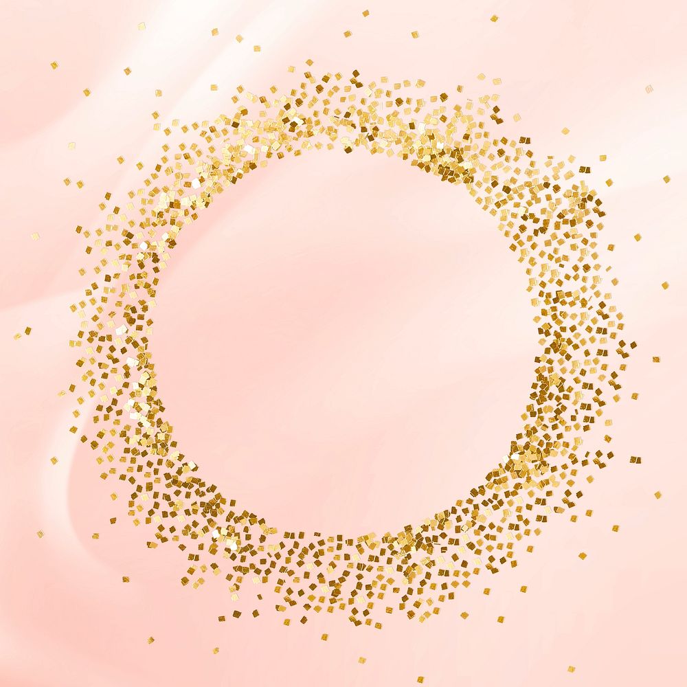 Glittery round  frame on an old rose pink background