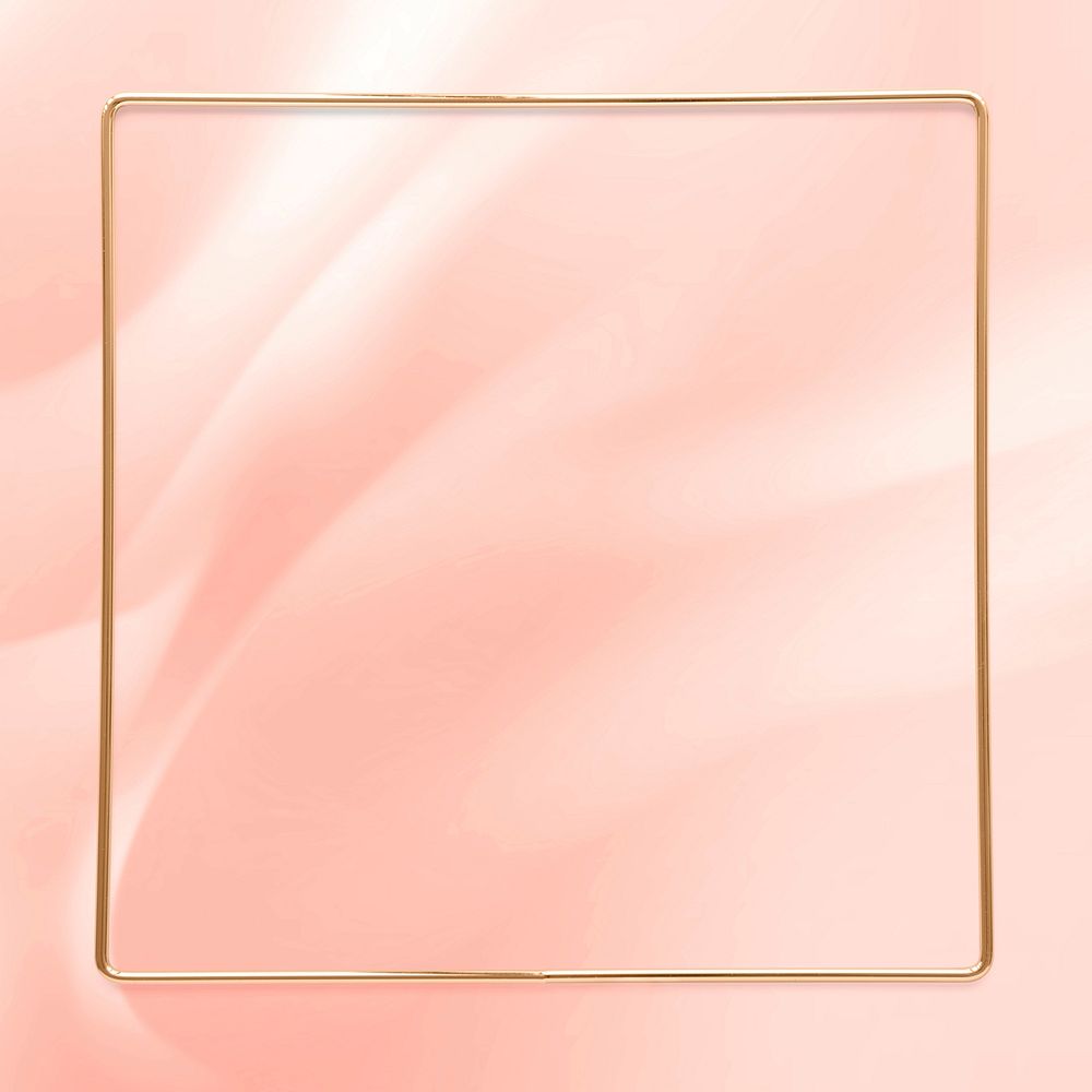 Square gold frame on an old rose pink background