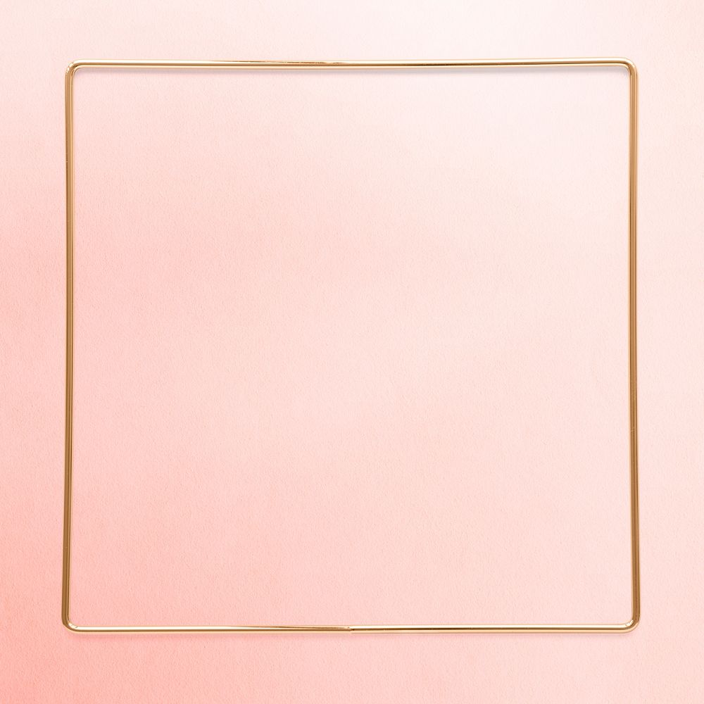 Square gold frame on an old rose pink background