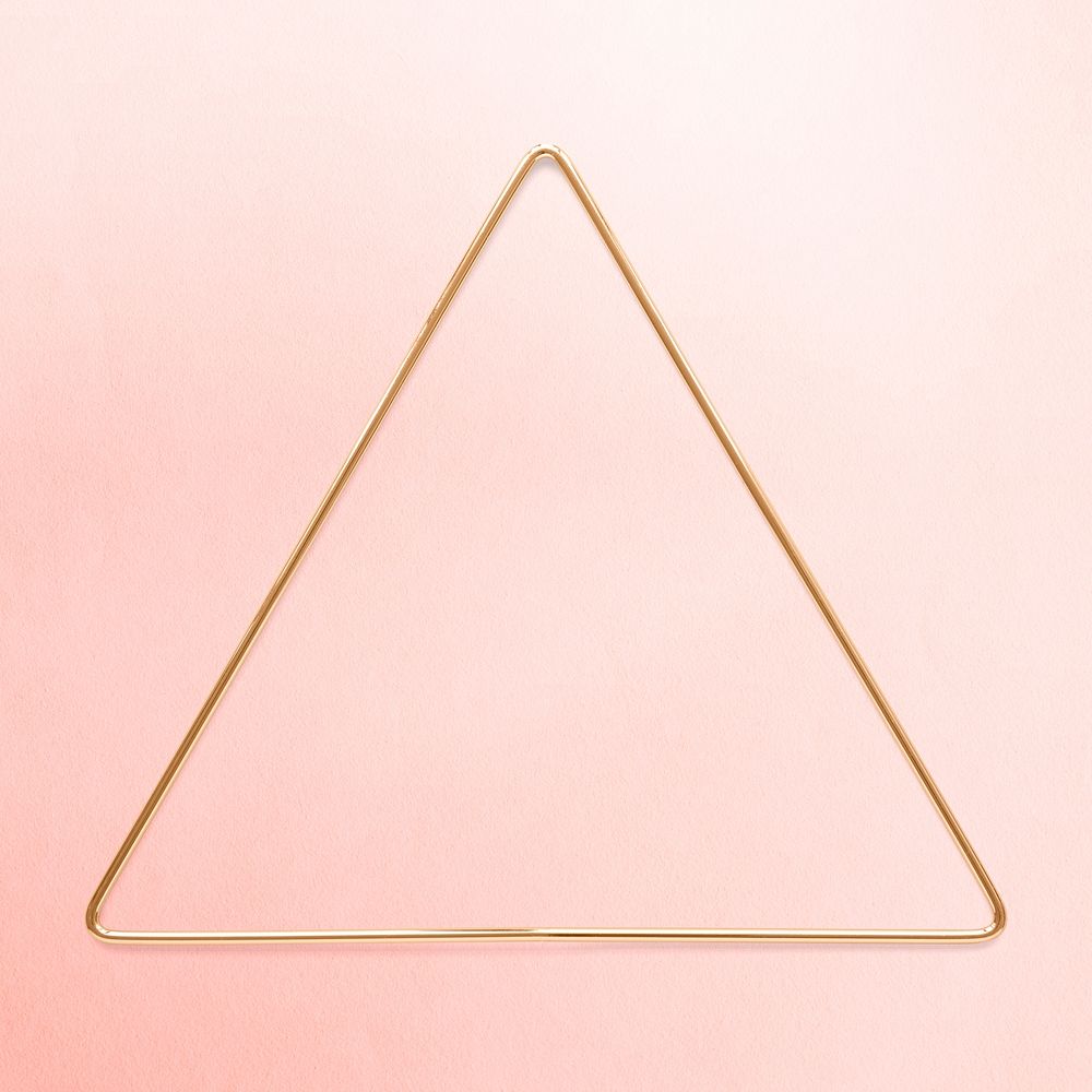 Triangle gold frame on an old rose pink background