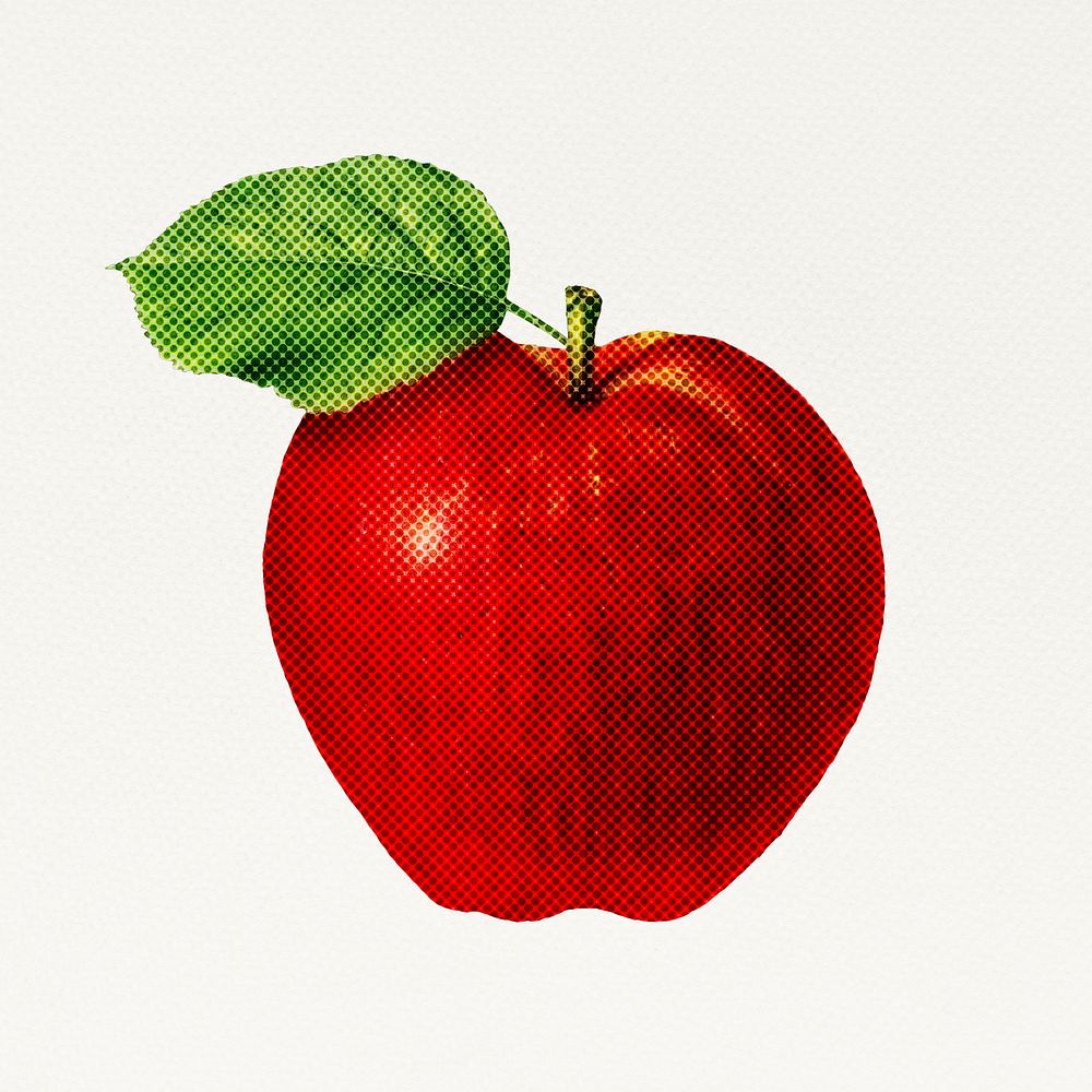 Red apple illustration halftone style