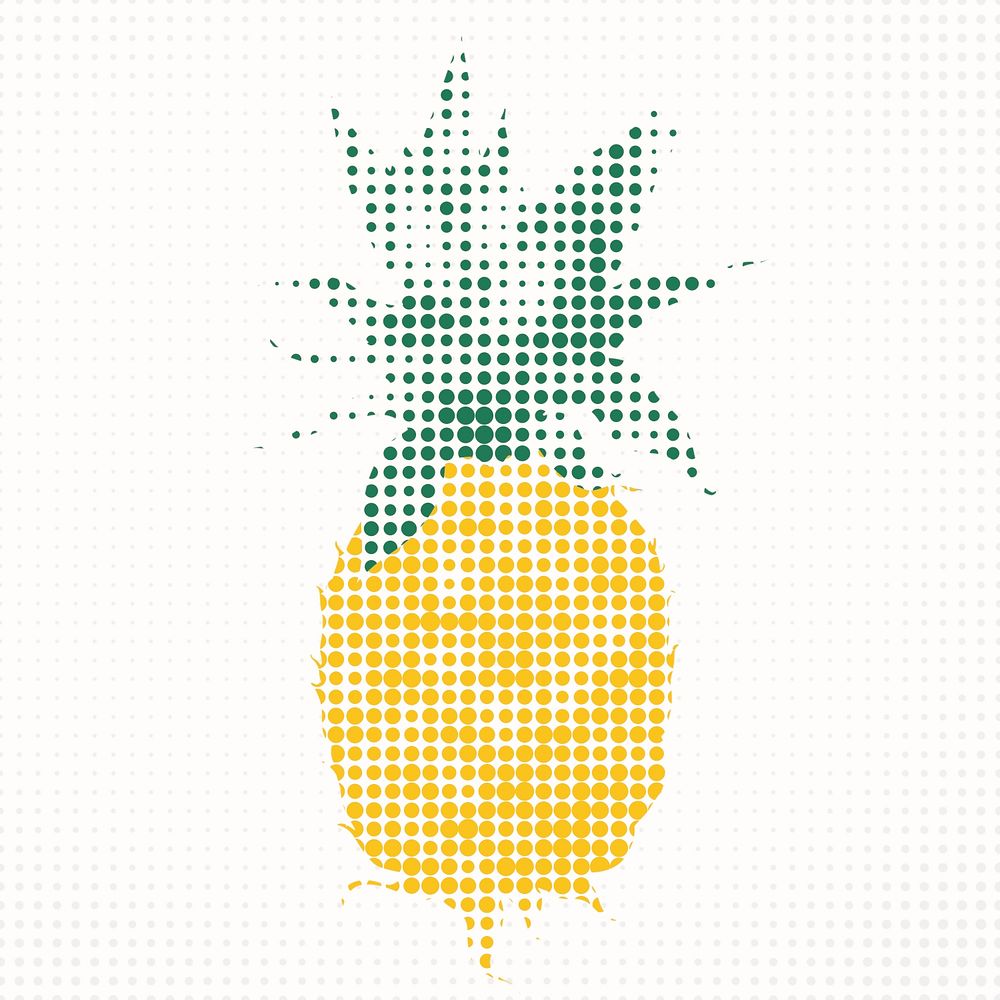 Yellow pineapple halftone style design element illustration