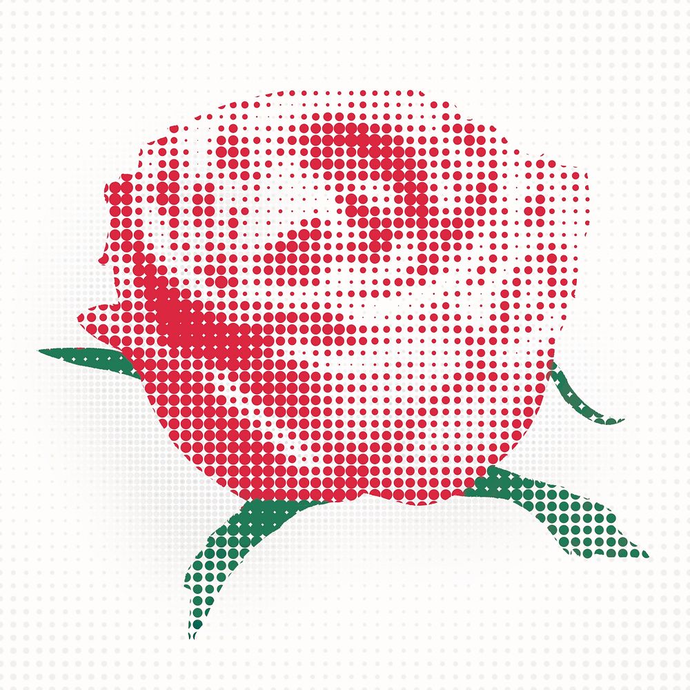 Red rose flower halftone style design element illustration