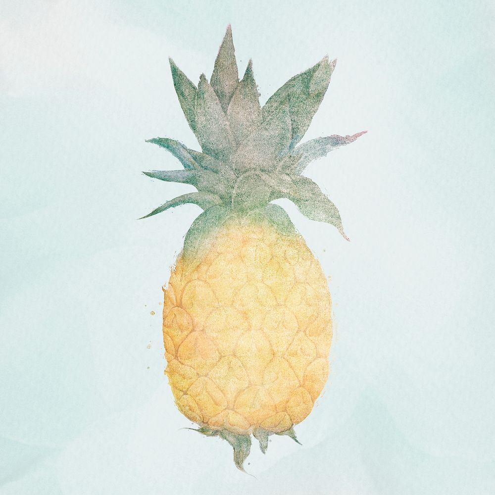 Yellow pineapple watercolor style design element illustration