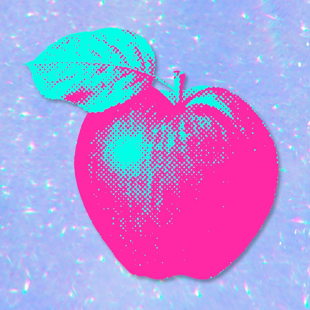 Pink apple halftone style design element illustration