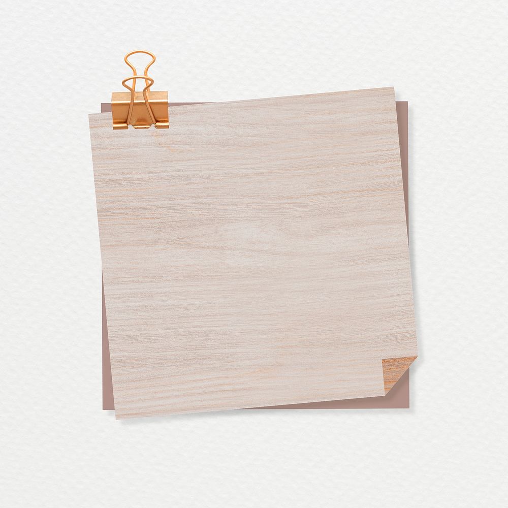 Birch wood patterned note with binder clip