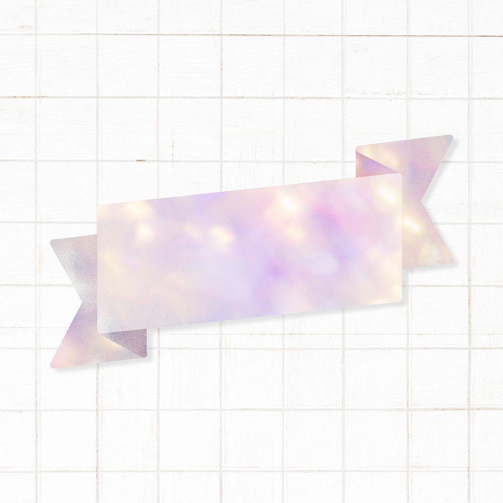 Purple bokeh lights ribbon banner design element